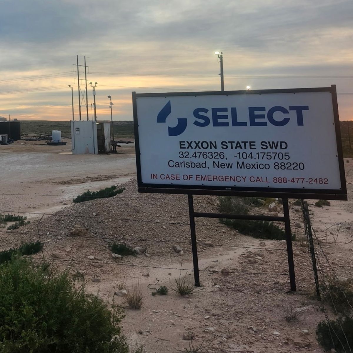 Entrance to Exxon State SWD as seen on arrival